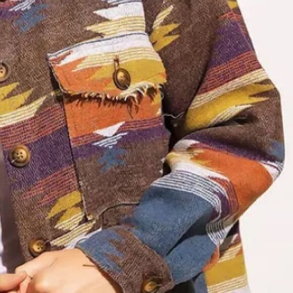 Distressed Aztec Shacket  - Picture 3 of 9